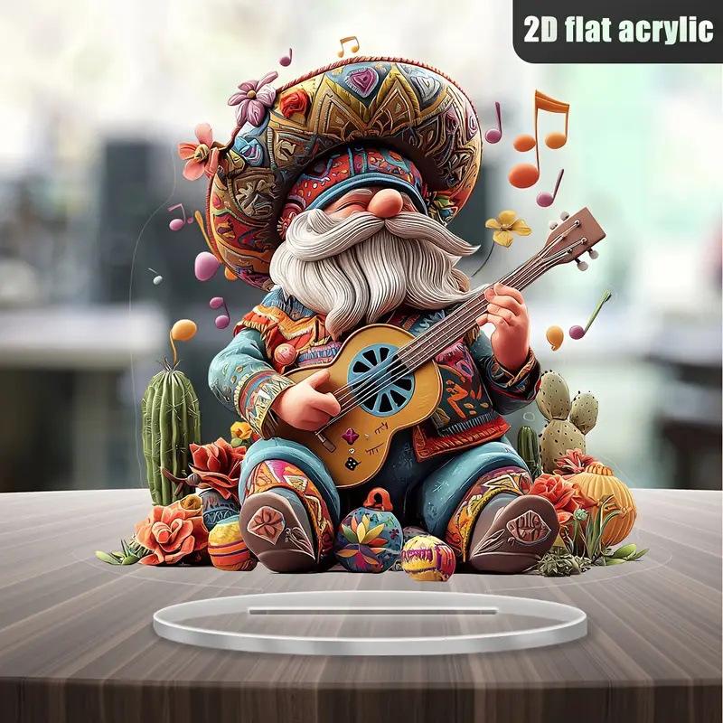 Bohemian Tree Spirit Musician Acrylic Statue - 7.9" Desktop Decor
