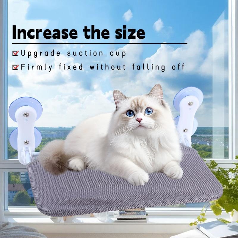 Foldable Cat Window Hammock with Double Suction Cup Mesh Free Installation Cat Jumping Platform Comfortable Cat Resting Bed