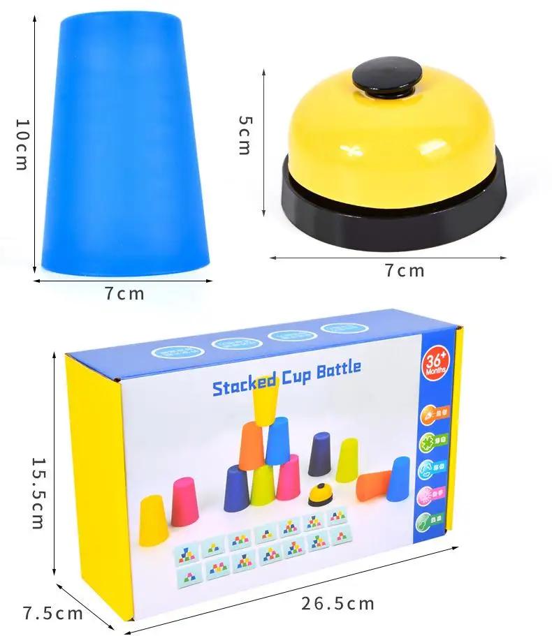 Kids Montessori Toys Stack Cup Game with Card Educational Intellectual Enlightenment Color Cognition Logic Training Child Gift