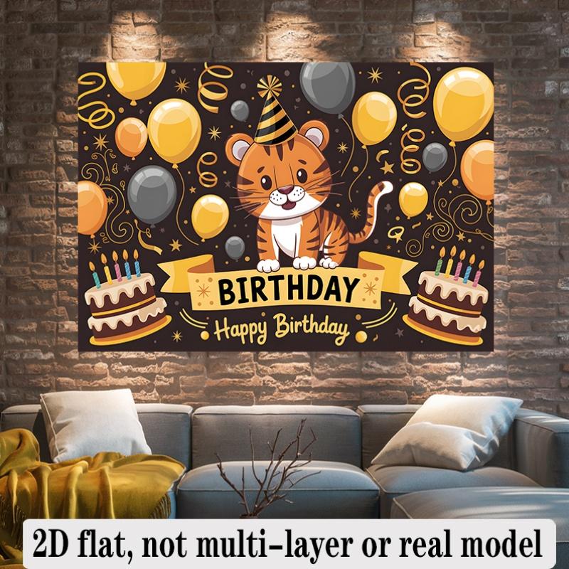 Tiger Birthday Backdrop 1pc - Wall Hanging Decor