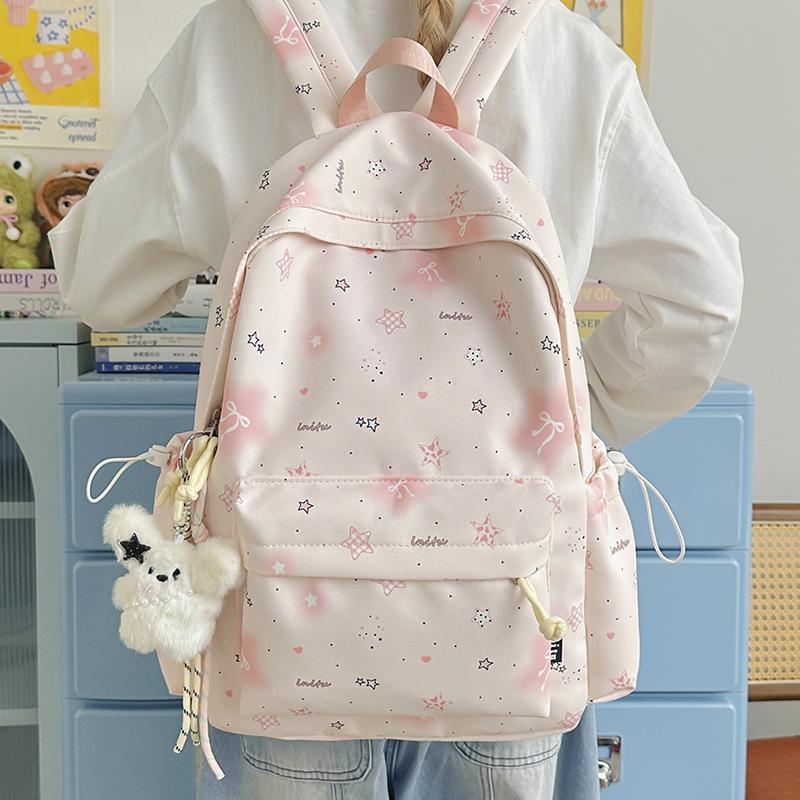 New Schoolbag, High-aesthetic Japanese Instagram-style Sweet Star Backpack, Junior High School Student Backpack for Women, Lightweight Commuter