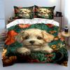 "Floral Puppy Decor Set" Soft Comfortable Duvet Cover Bedding Set Included 1*Duvet Cover & 2*Pillowcases Gift
