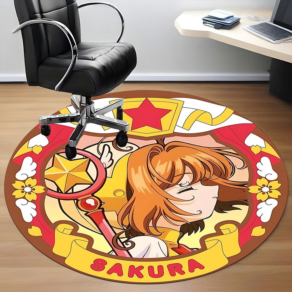 1pc Cardcaptor Sakura Office Round Area Rug, Indoor Mat Suitable For Office, Under Office Chairs Bedroom Living Room Home Decor  A0908147