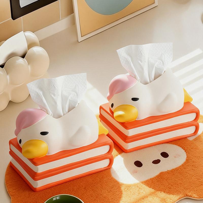 Lovely Cartoon Duck Resin Tissue Box Cover Decorative Napkin Holder for Home Living Room Tabletop Elegant Art Wall Display Item