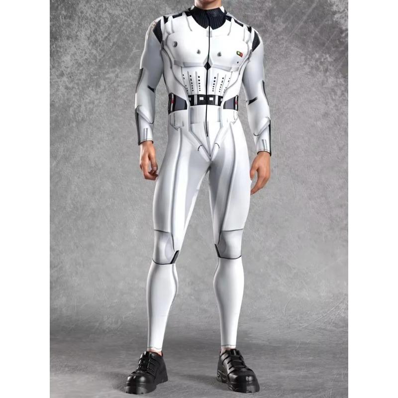 Halloween Tights 3D Digital Printing Adult Cosplay One-piece Costume Men Stage Performance Jumpsuit Dance Party Outfit