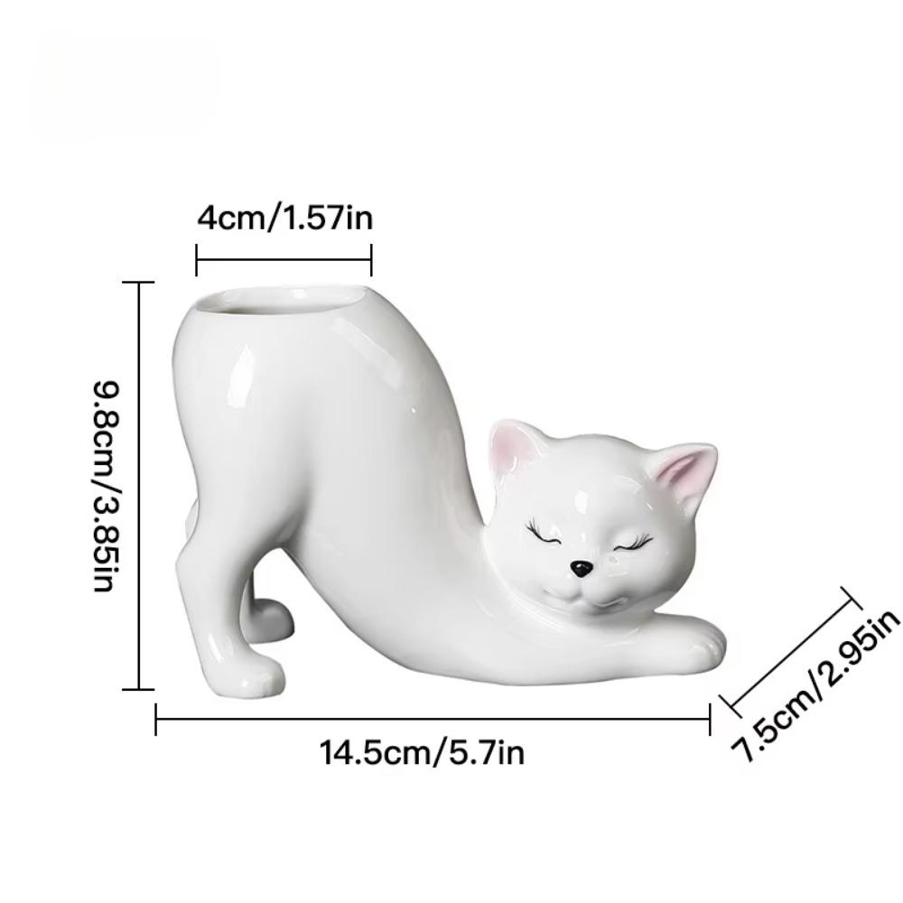 Cartoon Cat Flower Pot Vase Cute Cat Tail Succulent Planting Pots Porcelain Flower Vase Flowerpot Home Decoration Accessories