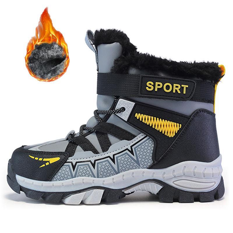 Boy's Winter Snow Boots with Plush Insulation Anti Slip Outdoor Sports Snow Boots