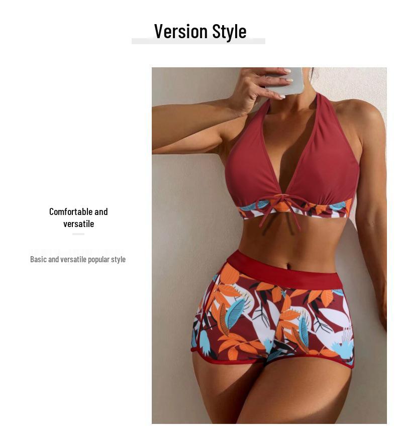 Bikini Separates: 2026 European & American Boxer Print Beach Swimwear for Women