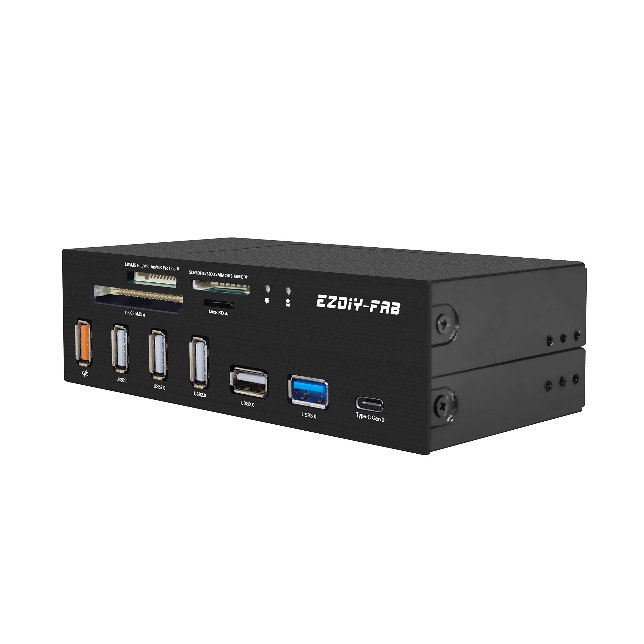 

Bay PC Передня панель Картрідер USB Gen2 Підтримка M2 SD MS XD CF TF Карт для USB Підходить для Передньої стійки для Комп ютерного Шасі EZDIY-FAB 5.25 Вбудований Рідер, 3.1