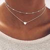 2Pcs/Set Necklace Exquisite Double Layers Alloy Heart Love Ball Chain for Dating