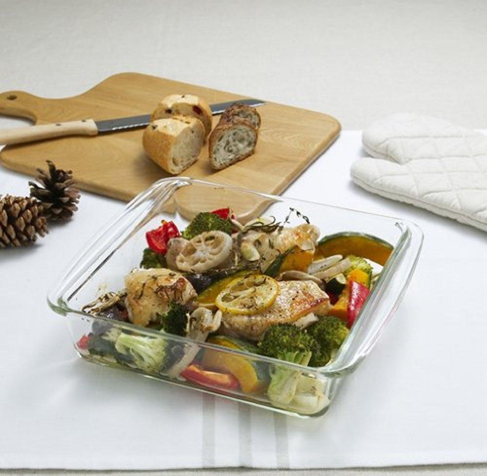 Iwaki KBC222 Skleněný dort Pečení dortů Gratin čtverec x 21 x 6 cm Tepelně odolná forma, Miska, Miska, Tvar, 25,5