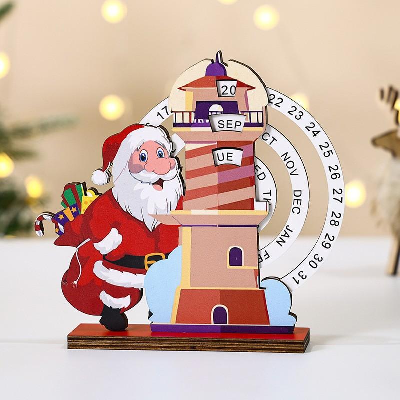 New Christmas calendar ornament, wooden creative perpetual calendar, home decoration, office desktop ornament