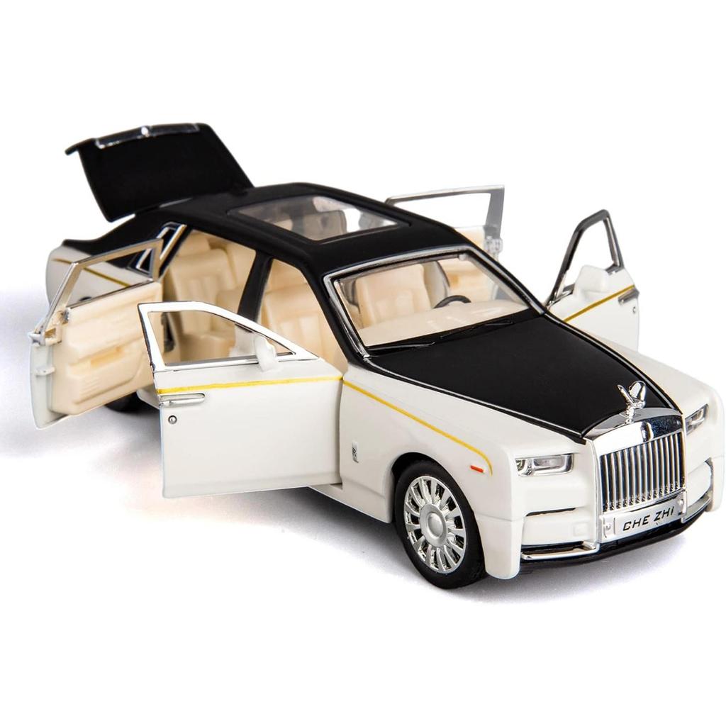 Rolls-Royce Phantom-Modellauto im Maßstab 1/32, Spielzeugauto mit Rückziehfunktion aus Zinklegierung mit Ton und Licht als Geschenk für Kinder, Jungen und Mädchen