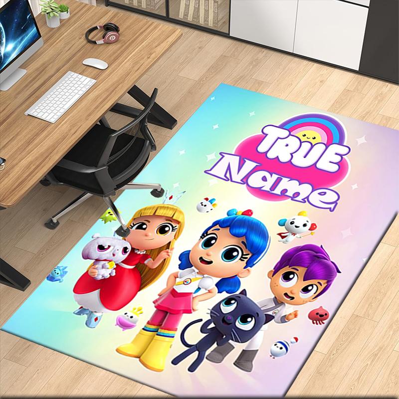 Custom Name True and the Rainbow Kingdom Printed Carpet, for Office Chair Living Room Bedroom Kitchen Room Decor Gifts.