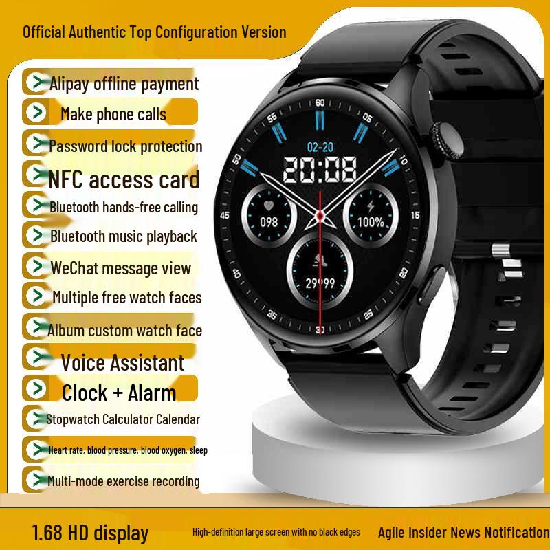 2025 GT4Pro Smartwatch: Bluetooth-Anrufe, Multifunktionale Zahlungen, Blutdruck- und Herzfrequenzmesser, Sportarmband