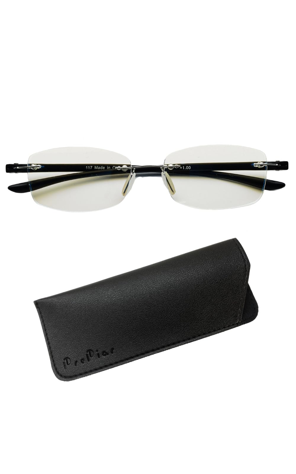 

Очки для чтения без оправы Blue Light Cut Black 3 месяца гарантии квадратные без оправы стильные [PrePiar] 1.0 мужские