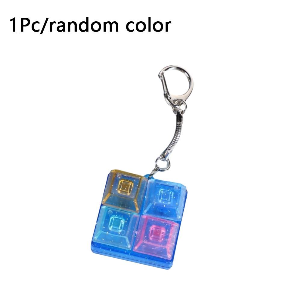 Creatve 4 Keys Fidget Keychain Keycap Stress Relief Clicker Toy Pendant Pass The Time Key Button Finger Keyboard Cap for Adult