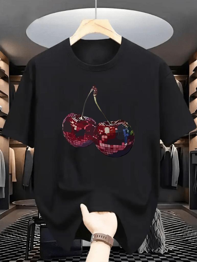 Girls Casual Short Sleeve Round Neck TShirt Summer with Fabric Playful Casual Shirts for Girls Cherry Graphic Tee Comfortable