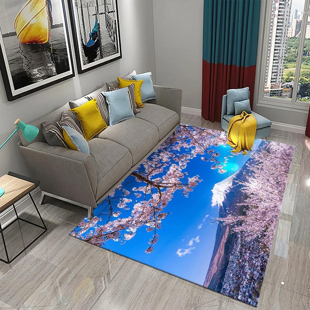 3D Pink Cherry Blossoms Pattern Carpet for Living Room Bedroom Kitchen Area Rug Carpet Home Decor Parlor Floor Mat Anti-Slip Rug
