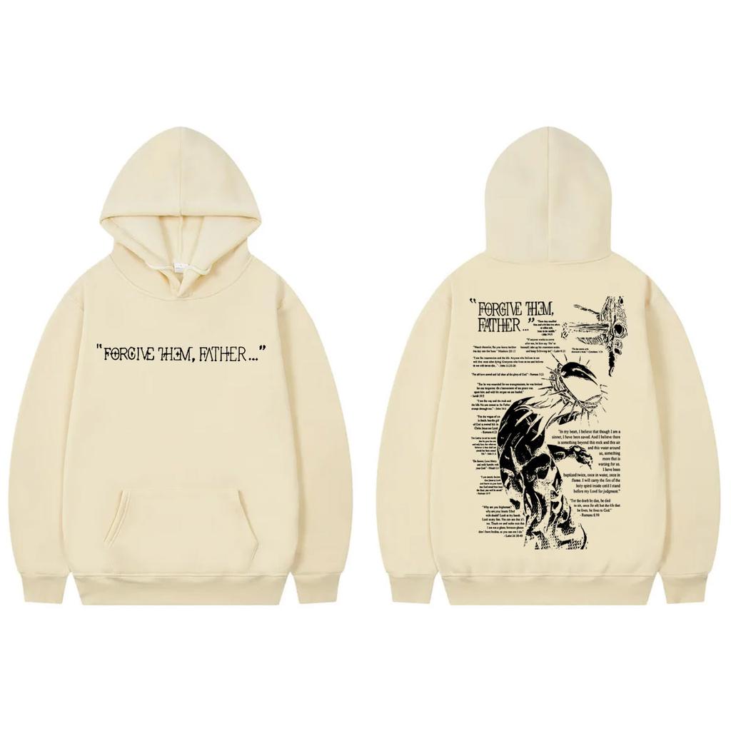 Christian Religious Jesus Forgive Them Father Hoodie Fashion Vintage Hooded Sweatshirts Men's Women's Casual Oversized Pullovers