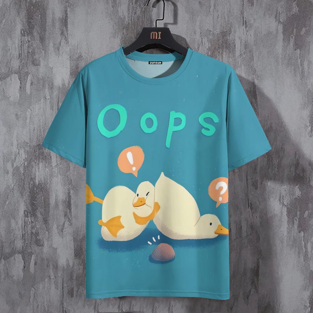 Tričko Pro muže Funny Duck Potisk Ležérní Sportovní Potištěný Posádka Výstřih Sportovní Košile Pulovr Krátké Rukávy Topy Pánské oversized oblečení