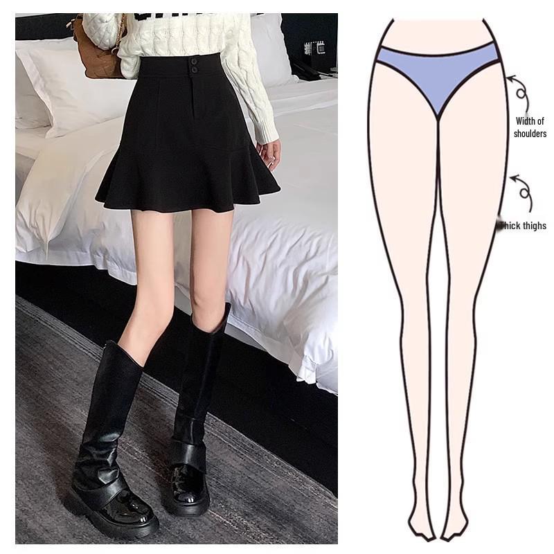 2025 New High-Waisted A-Line Fishtail Midi Skirt for Autumn and Winter