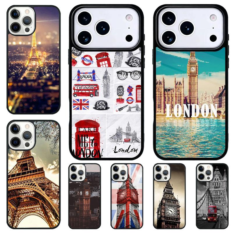 London Torre Eiffel Big Ben Phone Case for iPhone 17 Air 16 15 11 12 14 13 Pro Max Shockproof Cover