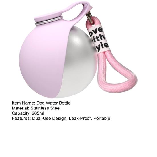 Bottiglia d'acqua pieghevole per cani, distributore d'acqua portatile per animali domestici con ciotola in silicone, bottiglia in acciaio inossidabile, ciotola d'acqua da viaggio per passeggiate all'aperto