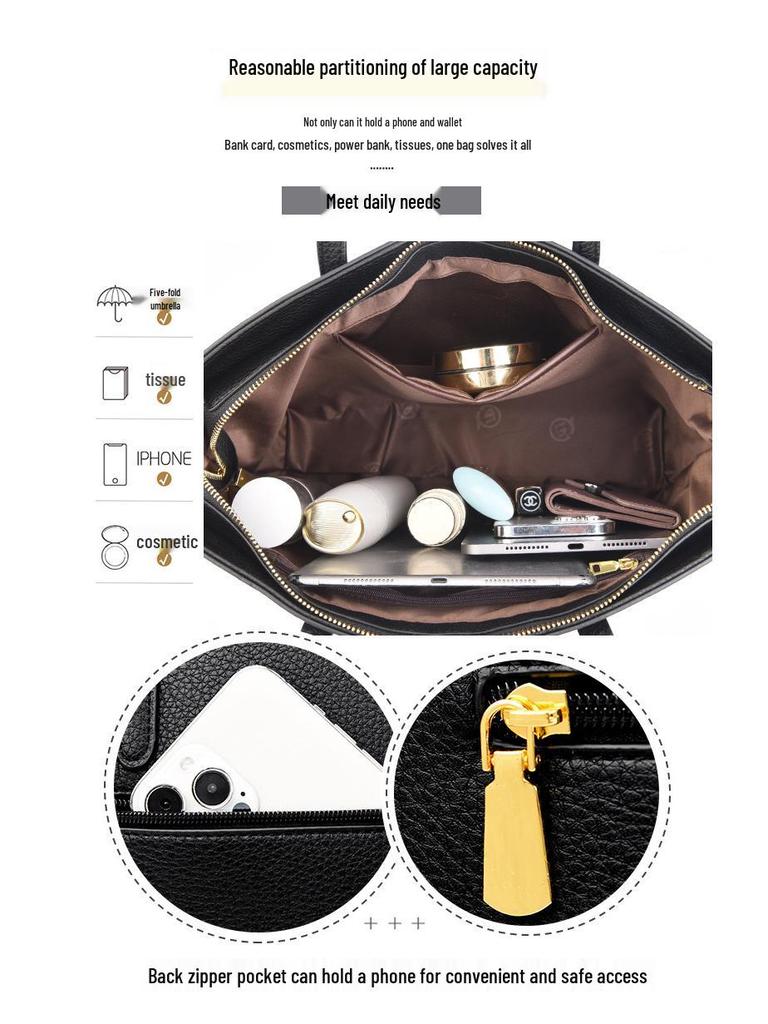 2025 Women's Large Capacity Tote Bag - High-End Fashion, Soft Leather, Single Shoulder