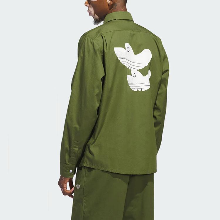 Adidas Originals Shmoofoil Button-Up Sports Long Sleeve Shirt Unisex Tops Wild-Pine IU0081