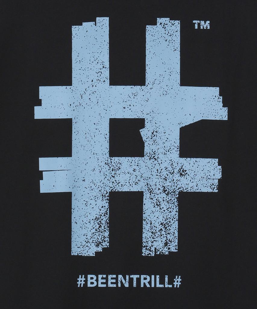 BEENTRILL Stamp Hashtag Oversized Short Sleeve T-Shirt (Black)