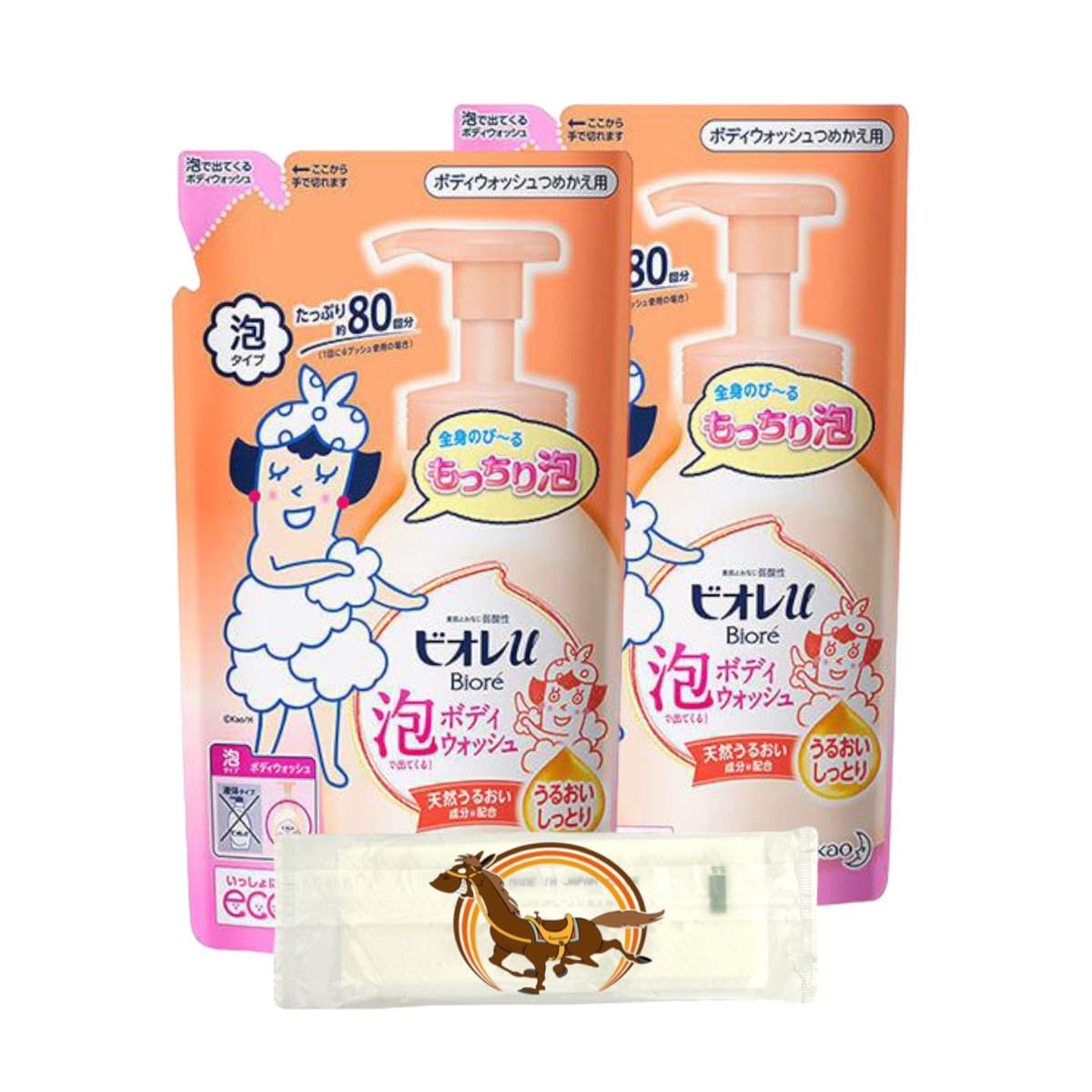 Biore u Biore Foaming Body Wash Moisturizing Refill 480ml 2-Pack + Kunutonn Original Logo Bonus Included