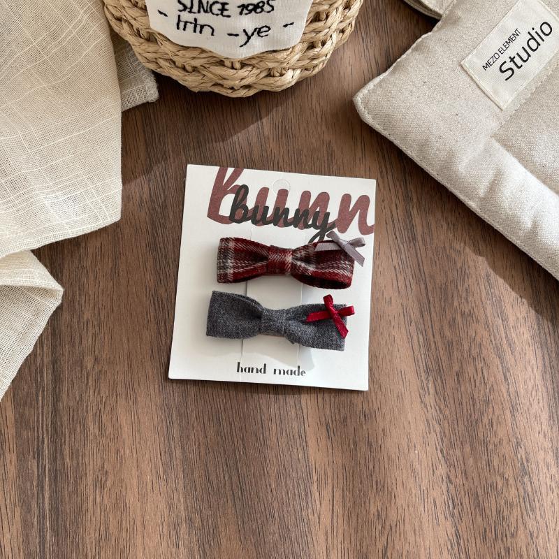 

2/3Pcs Korean Style Bow Clips Set Of Plaid Hair Barrettes For Women Girls Academic Hairpin Headwear as the picture