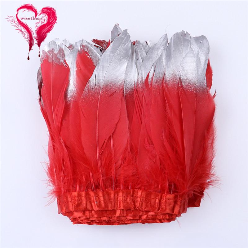 

Gilded Silver Tip Goose Feather Lace Trim - DIY Decorative Clothing Accessory