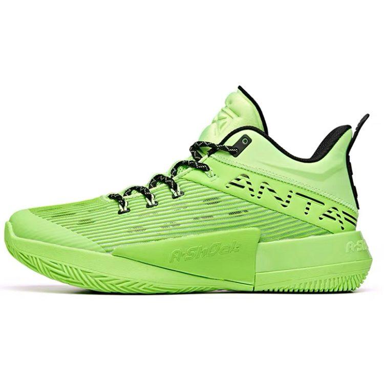 Anta Attack 2 Cushioning Slip Resistant Abrasion Resistant Mid top Basketball Shoes Men's Black Green 112031107-5