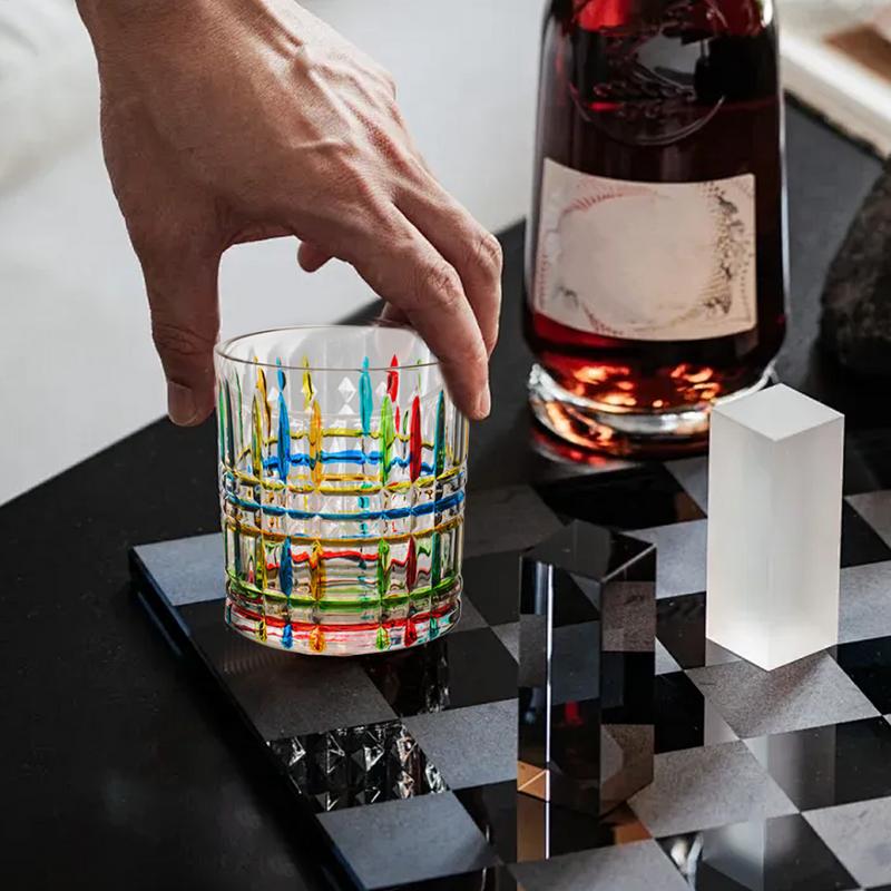 Drinking Glass Wine Hand Painted Glass Iced Coffee Cups Reusable Mug Aesthetic Bar Accessories Colorful Water Container For Beer