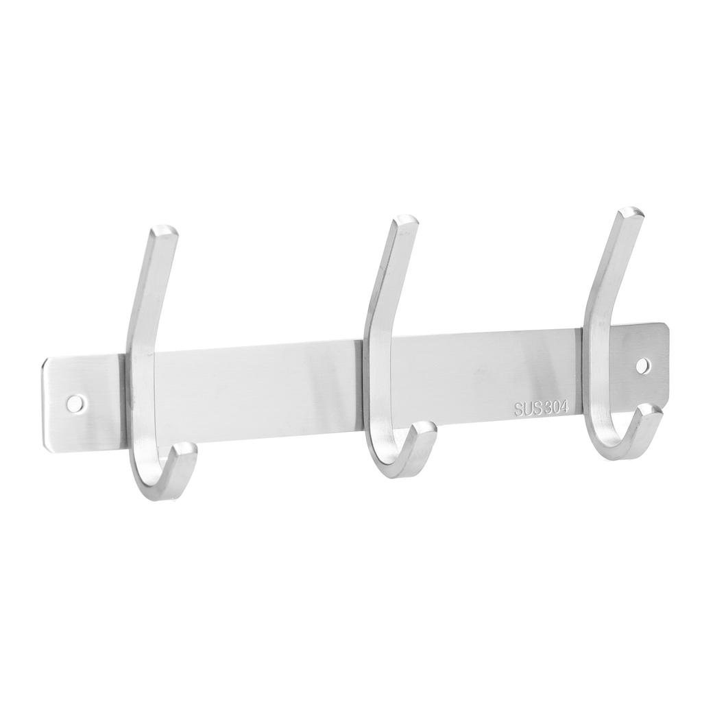 Wall Mounted Kitchen Hanger with 3 Hooks 304 Stainless Steel Punching Cloth Hook for Bathroom