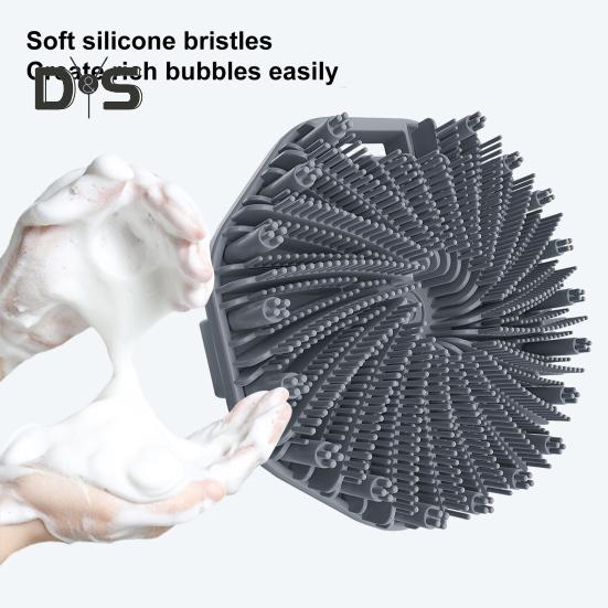 Silikon-Badebürste, Peeling-Körperschrubber für empfindliche Haut mit Massagesäulen, Anti-Rutsch-Griff, Körperbürste
