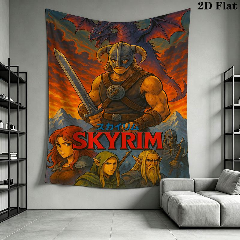 The Elder Scrolls Wall Hanging Printed Fabric Blanket Decorative Tapestries for Bedroom Living Room Home Decor