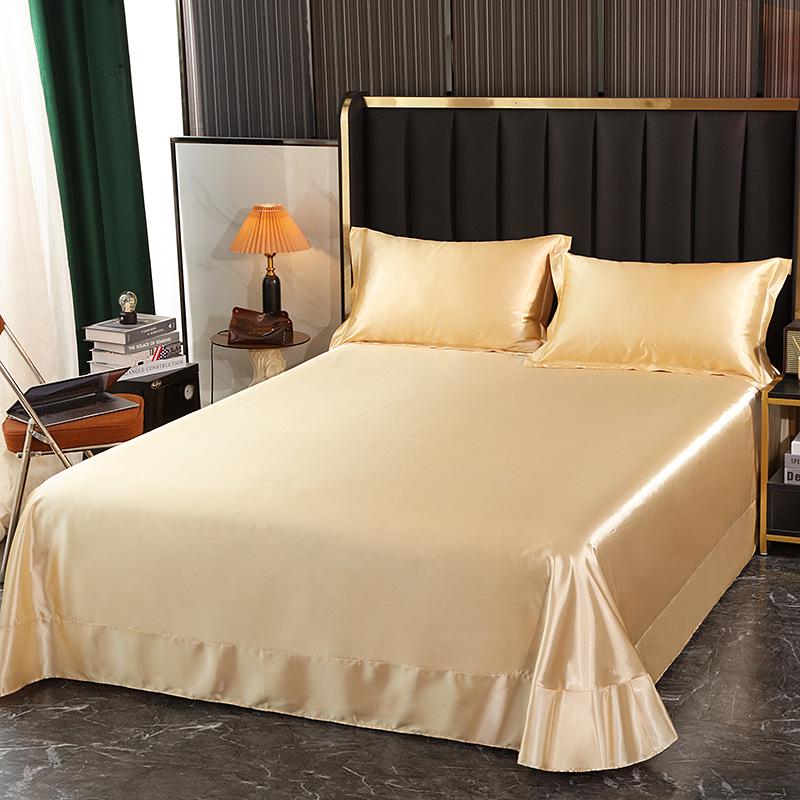 Washable Silk Fitted Sheet Set with Satin Pillowcase & Double Duvet Cover