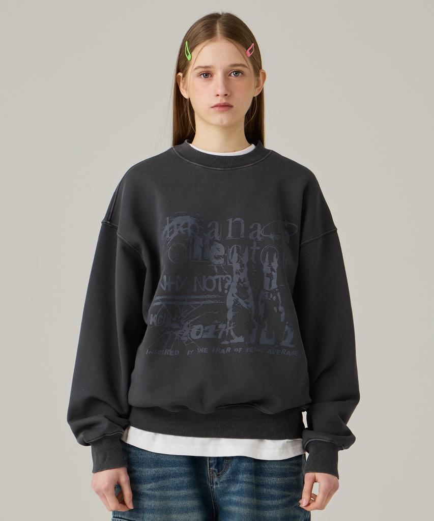 URBANAGE Collector Pigment Oversized Sweatshirt Charcoal