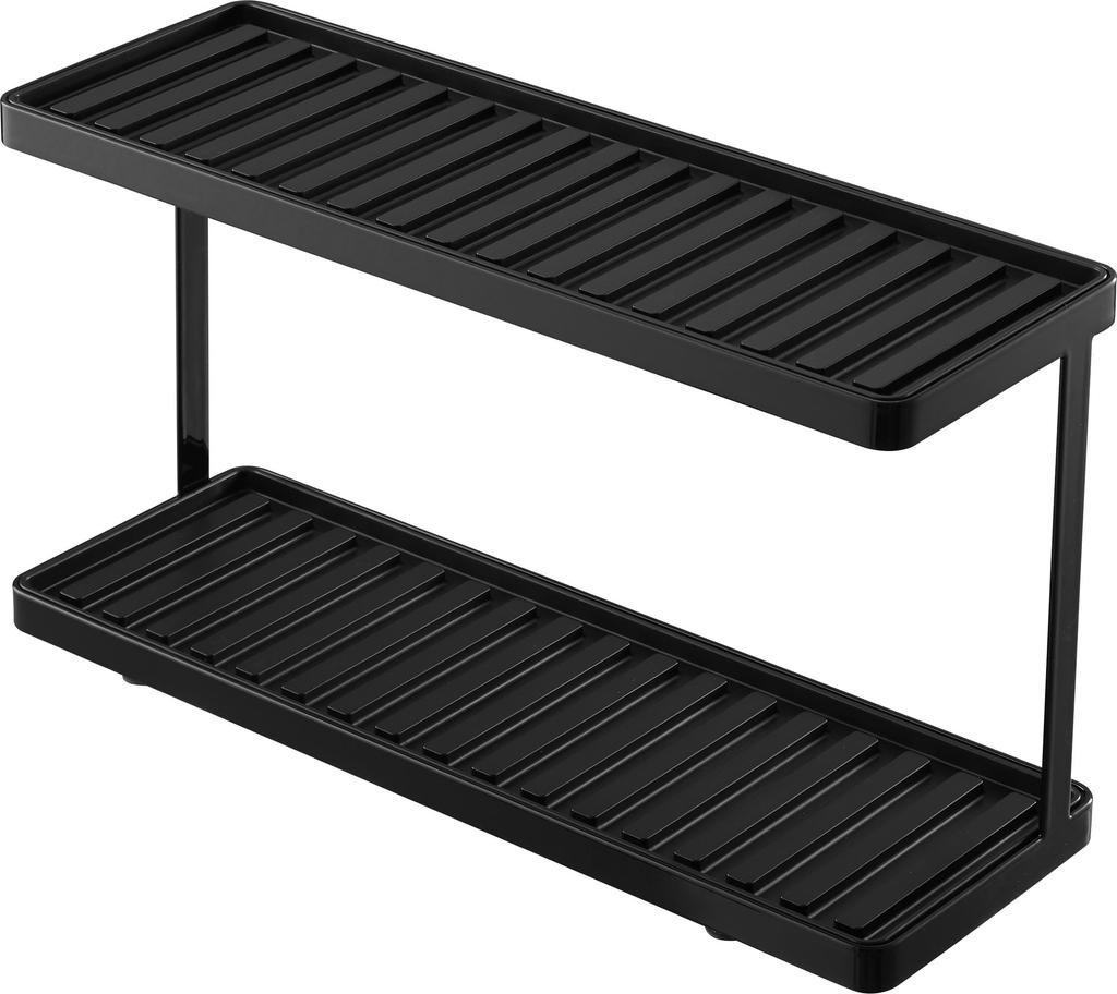 Yamazaki Tower Slim Dish Rack with Jug Glass W36 x D12 x Model 3715 Tray, 2-Tier & Stand, Black, Approx. H19.3cm,