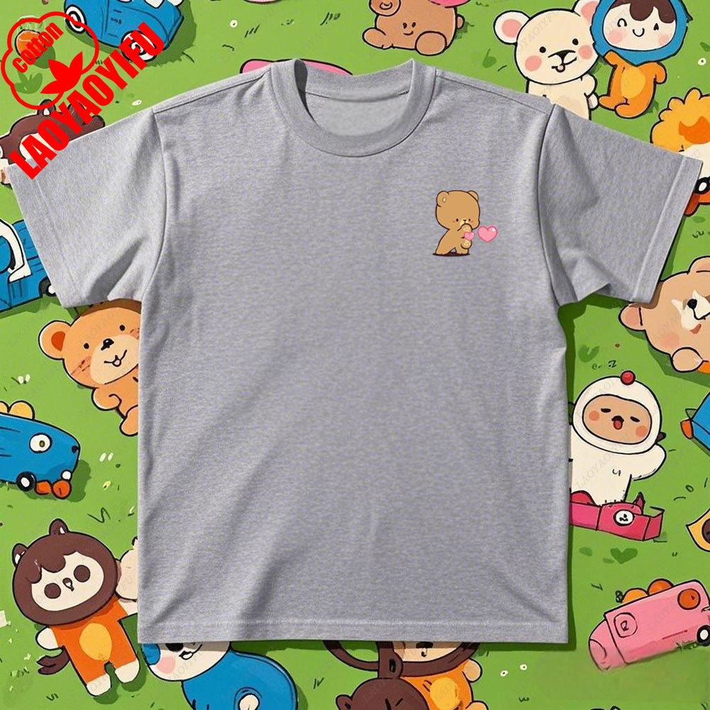 Kawaii Women Unisex Matching Milk and Mocha TShirt Cartoon Anime Print Cotton Tee Funny Couple Tshirts Summer Casual Shirt Tops
