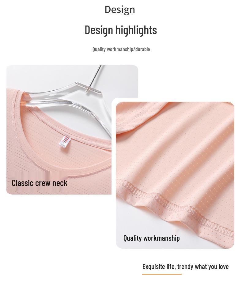Couples' Quick-Dry Ice Silk T-Shirt - Breathable, Solid Color, Three Stripes, Round Neck, Perfect for Outdoor Running and Sports