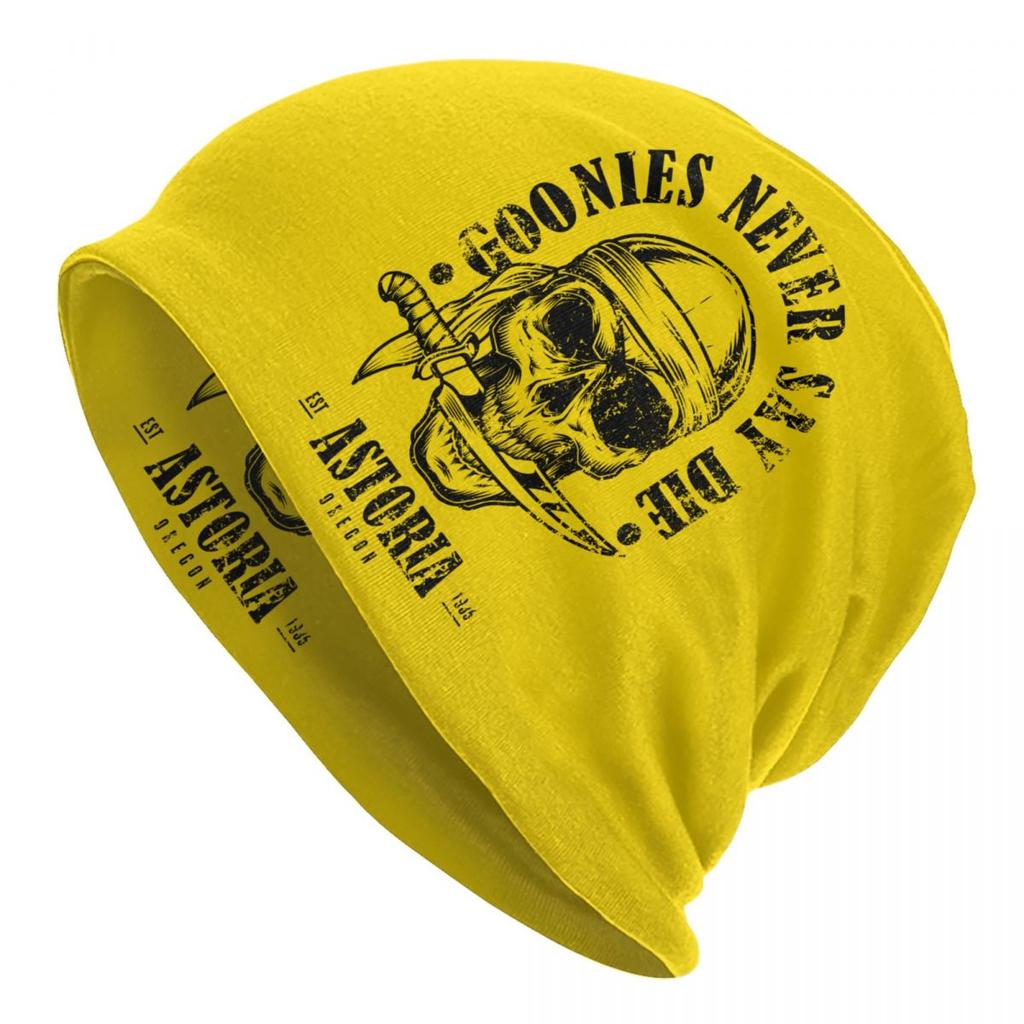 Goonies Never Say Die Skullies Beanies Caps For Unisex Women Unisex Street Winter Warm Knitting Hat Adult Pirate Skull Bonnet Hats