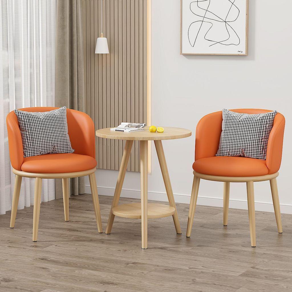 Light Luxury Balcony Tea Table & Chairs Set: Modern 3-Piece for Hotel or Bedroom - Includes One Table & Two Chairs