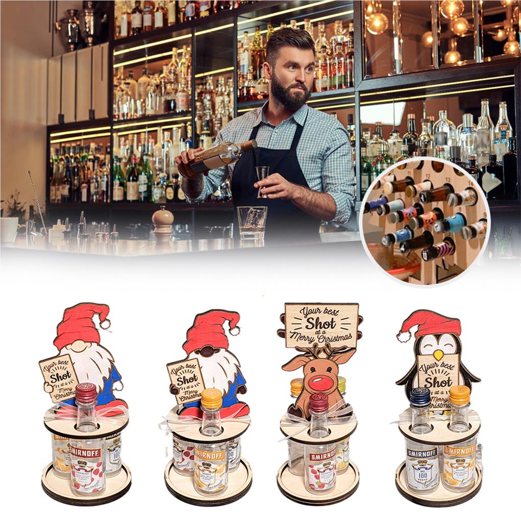 Xmas Bottle Holder Wine Rack Mini Stand Christmas Party Holiday Picnic Barbecues Countertops Decorations Gift Ornament