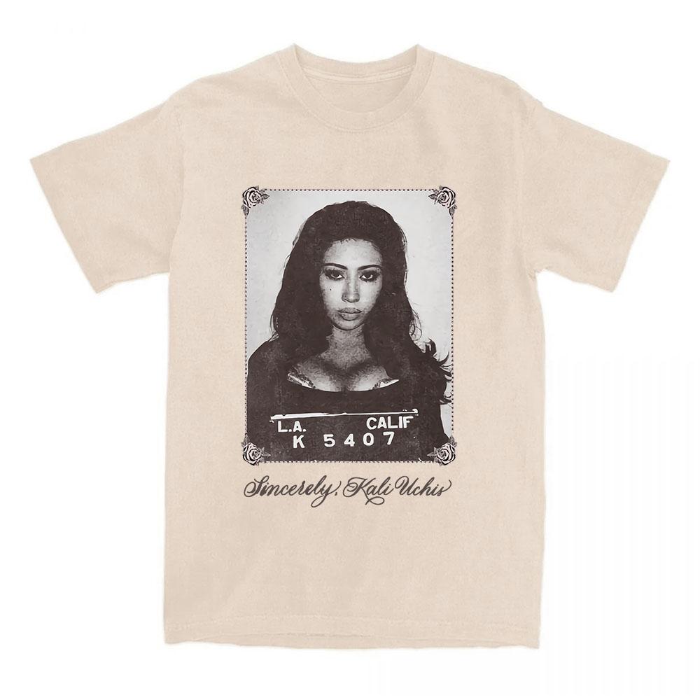 KALI UCHIS Sincerely Photo T-Shirt Short Sleeve Cotton T Shirt Graphic Printing Clothing Unisex Streetwear Women Tshirts