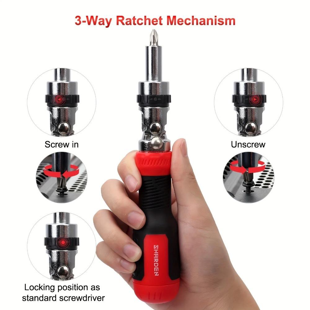 Ratcheting Screwdriver 13-in-1 Multibit Screwdriver All In One Screwdriver Set With Phillips, Flat Head, Torx Security,