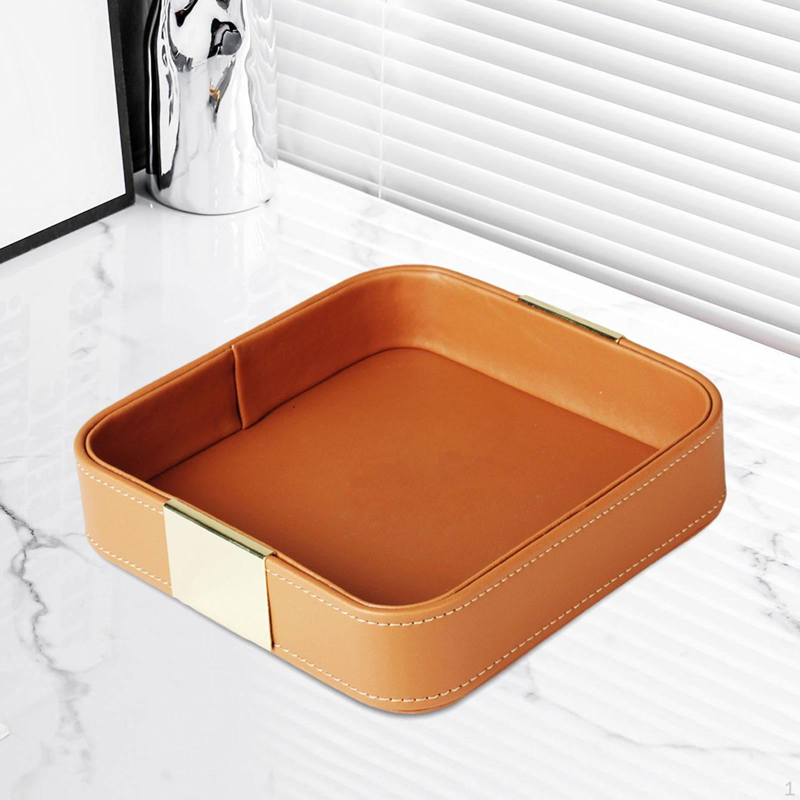 Поднос из искусственной кожи прикроватный столик тумбочка органайзер все для украшений оранжевый 2453₽